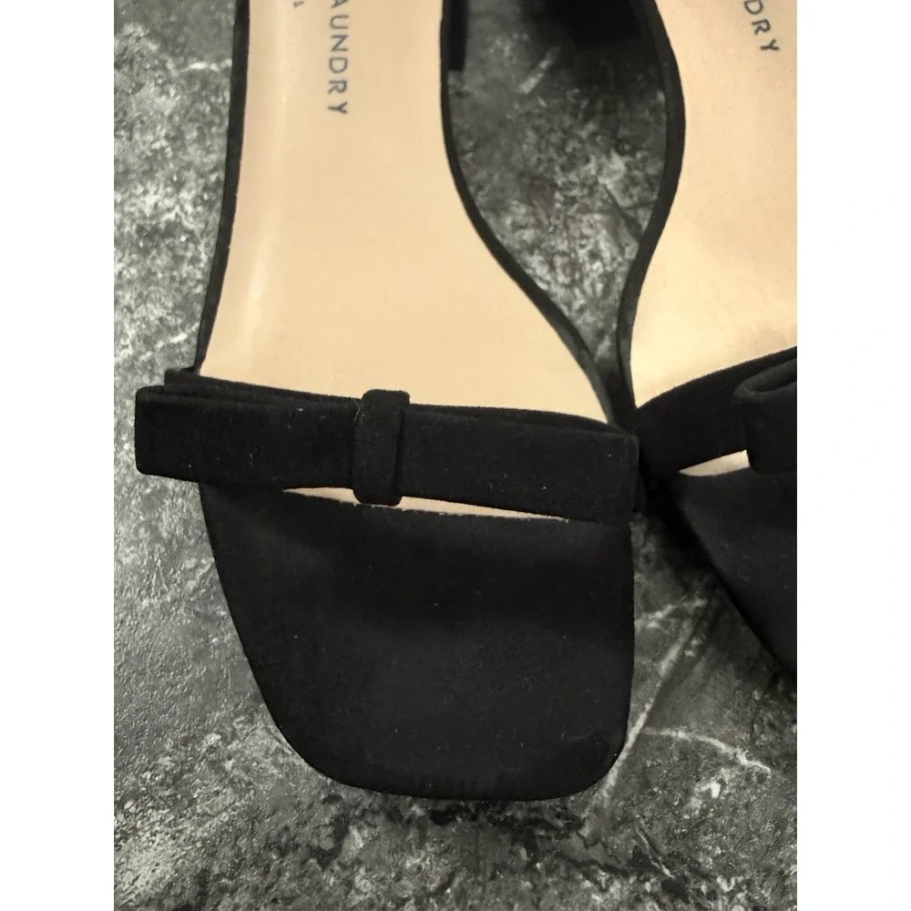Chinese Laundry Bow Detail Open Toe Block Heel Sandals Faux Suede Black 9